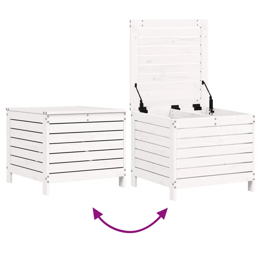 Salon de jardin 7 pcs blanc bois de pin massif - 10