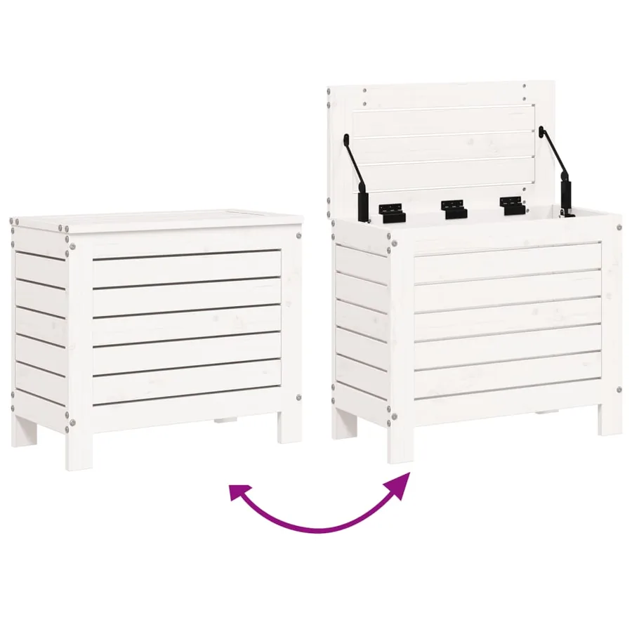 Salon de jardin 7 pcs blanc bois de pin massif - 11