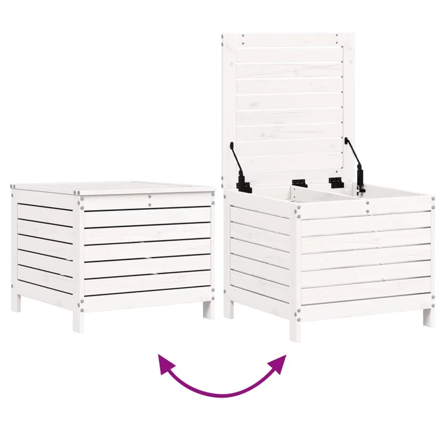 Salon de jardin 7 pcs blanc bois de pin massif - 10