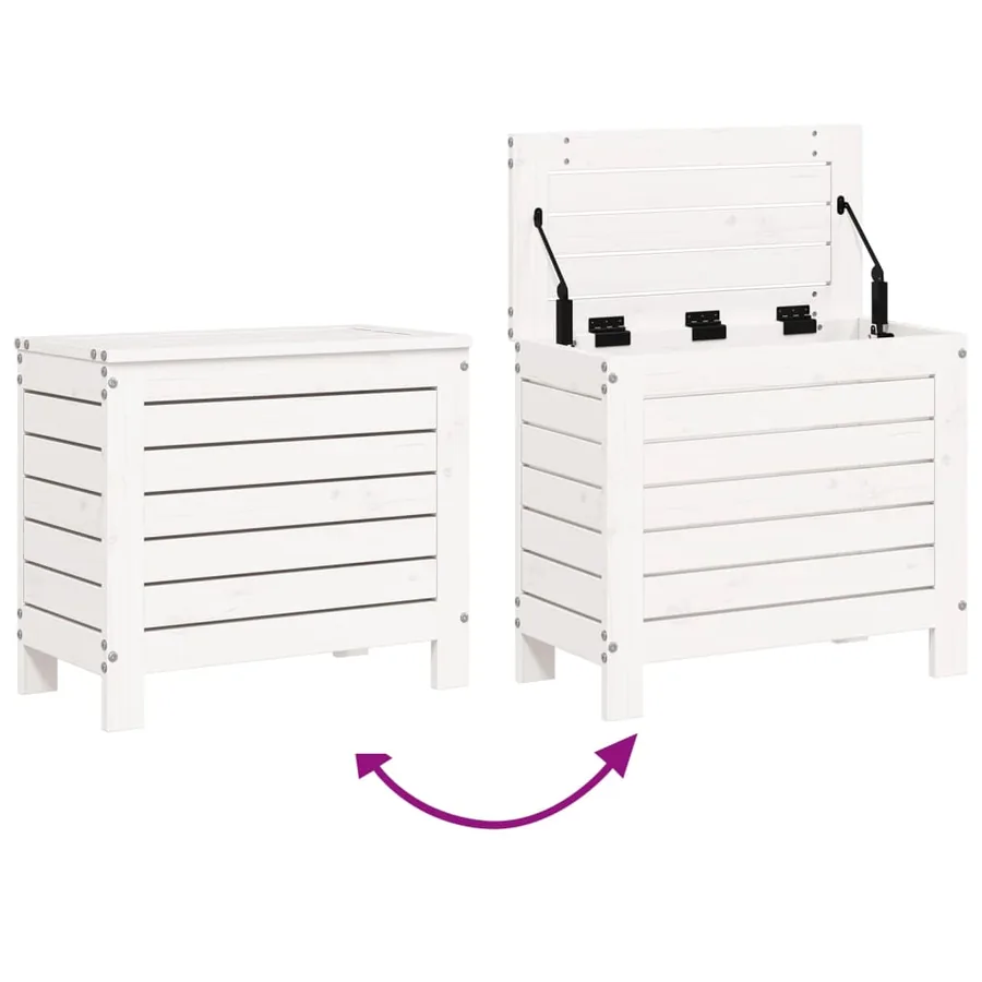 Salon de jardin 7 pcs blanc bois de pin massif - 11