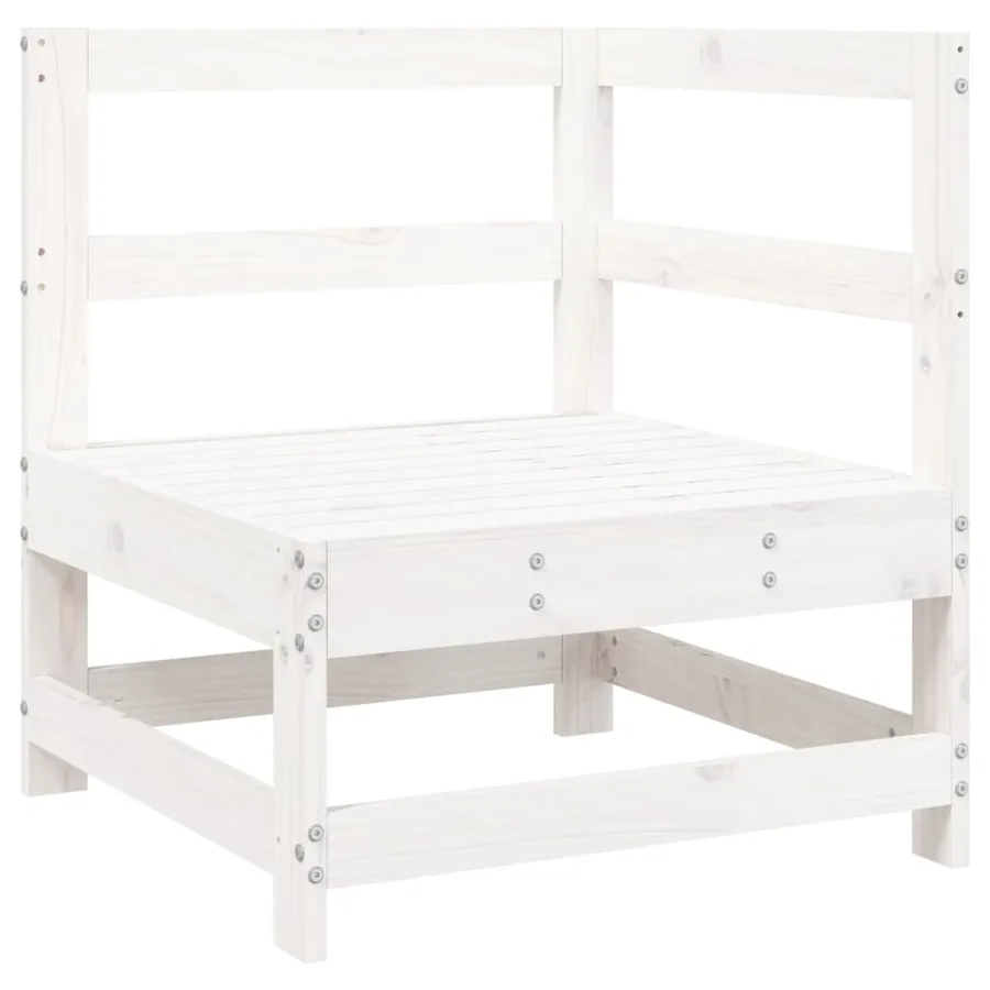 Salon de jardin 7 pcs blanc bois de pin massif - 4