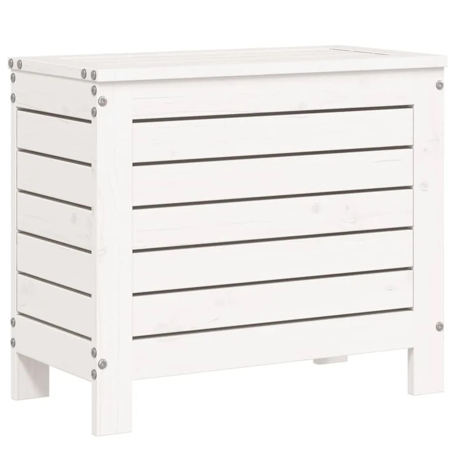 Salon de jardin 11 pcs blanc bois massif de pin - 10