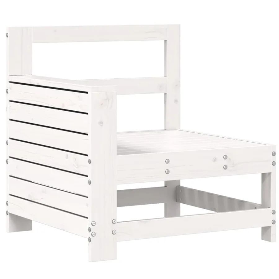 Salon de jardin 11 pcs blanc bois massif de pin - 6
