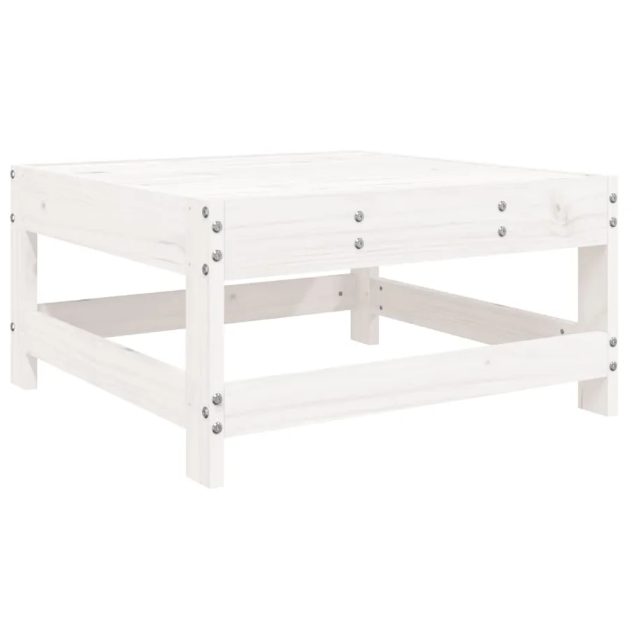 Salon de jardin 9 pcs blanc bois de pin massif - 4
