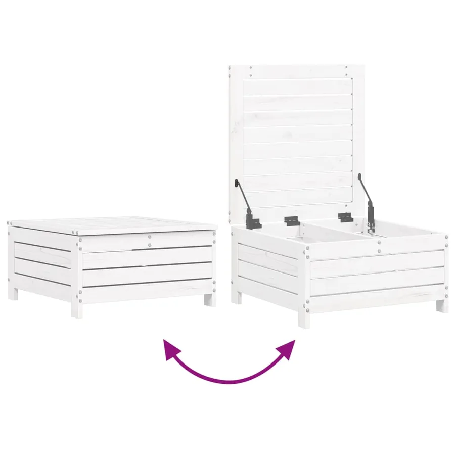 Salon de jardin 10 pcs blanc bois de pin massif - 10