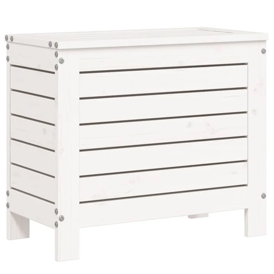 Salon de jardin 10 pcs blanc bois de pin massif - 7