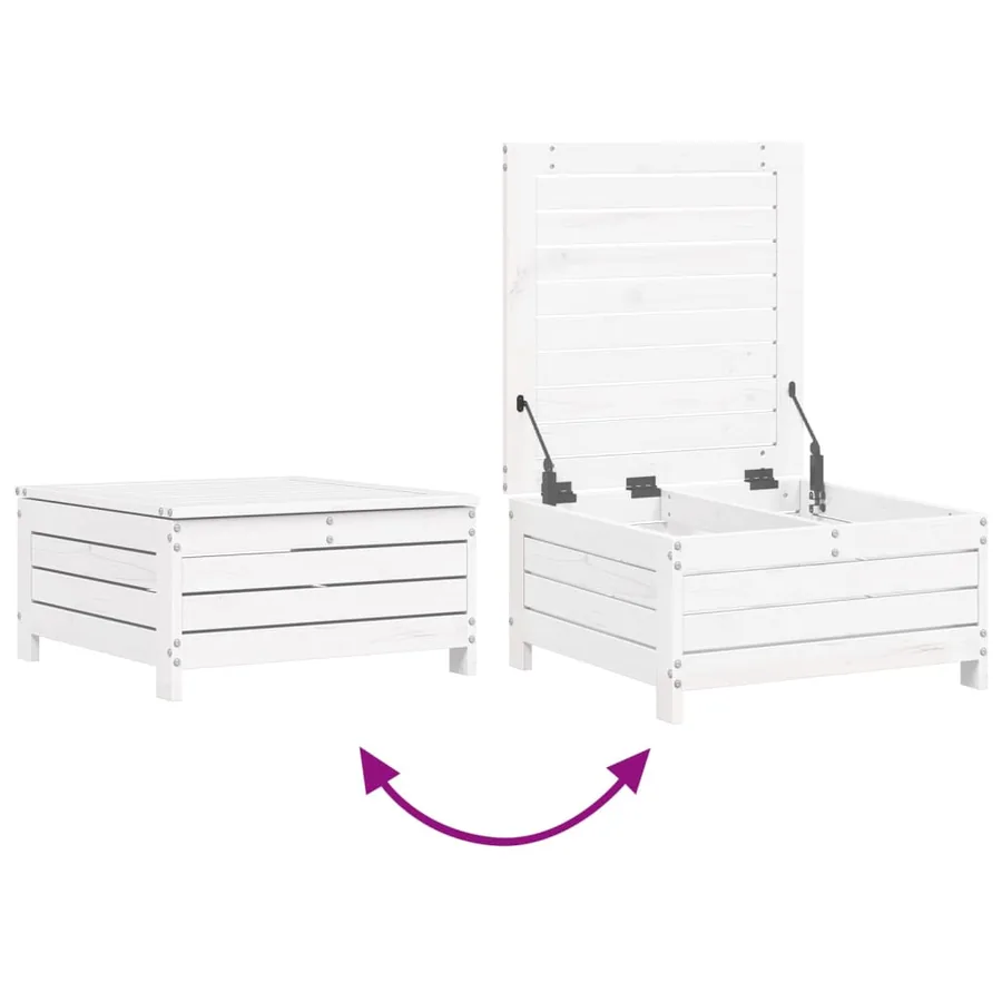Salon de jardin 10 pcs blanc bois de pin massif - 10