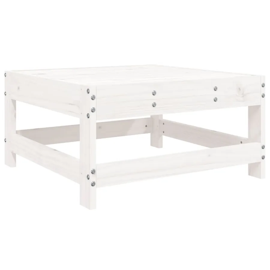 Salon de jardin 10 pcs blanc bois de pin massif - 4
