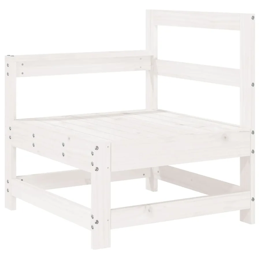 Salon de jardin 10 pcs blanc bois de pin massif - 5