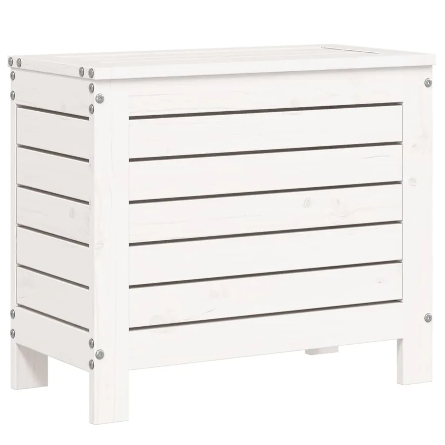 Salon de jardin 10 pcs blanc bois de pin massif - 7