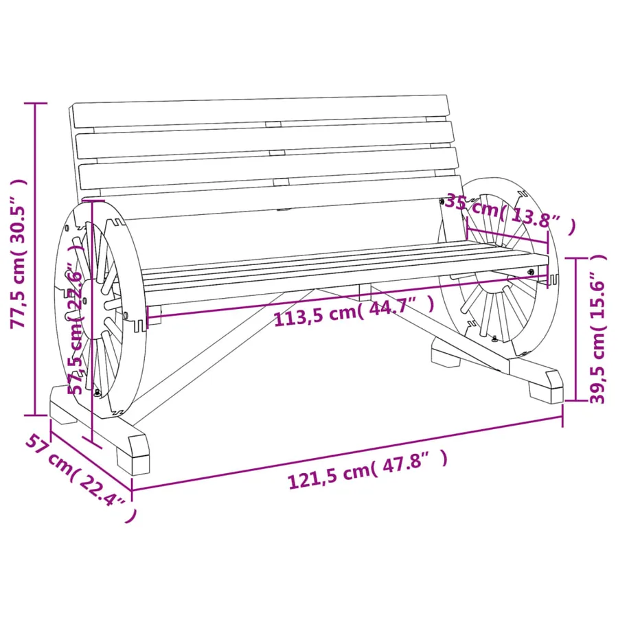 Banc de jardin 2 places bois de sapin massif - 9
