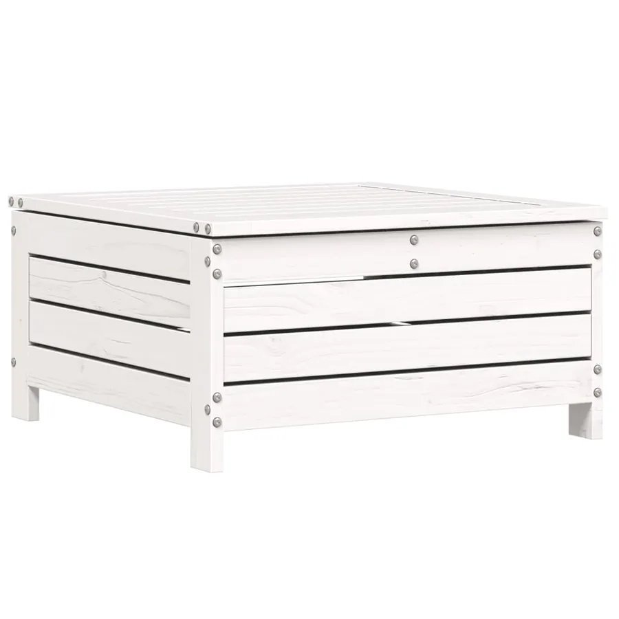 Salon de jardin 6 pcs blanc bois de pin massif - 6