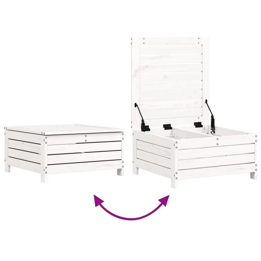 Salon de jardin 6 pcs blanc bois de pin massif - 7