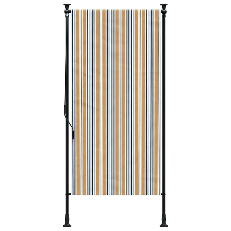Store roulant d'extérieur jaune et blanc 120x270 cm tissu acier - 3