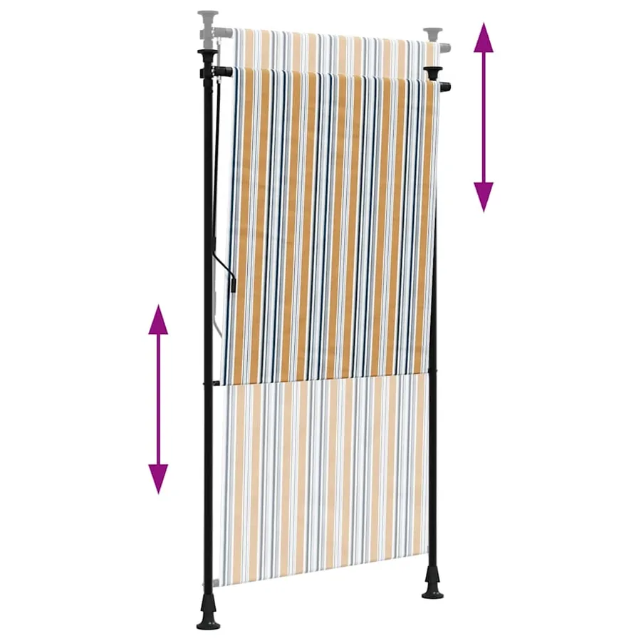 Store roulant d'extérieur jaune et blanc 120x270 cm tissu acier - 6