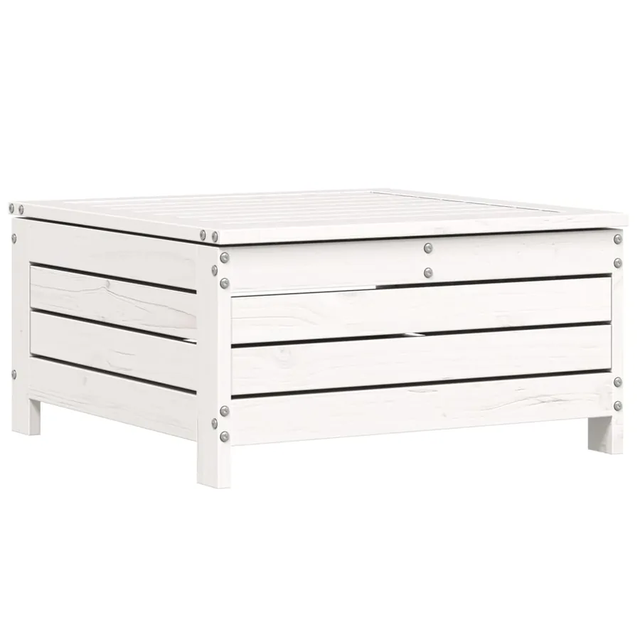 Salon de jardin 5 pcs blanc bois massif de pin - 6