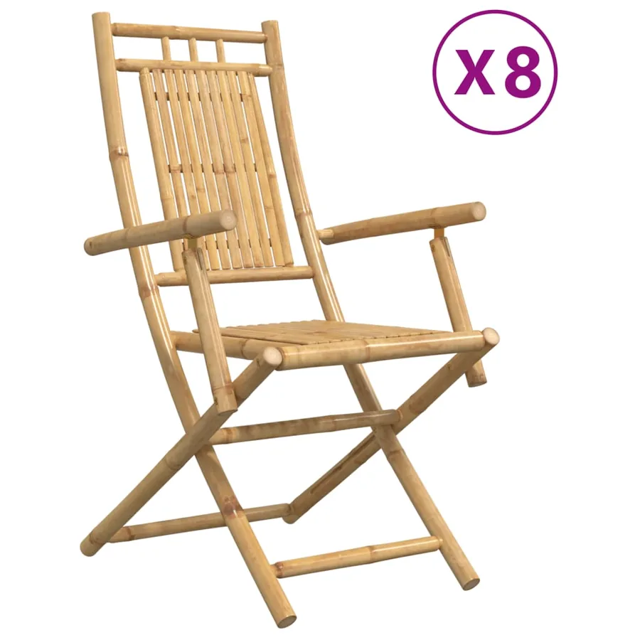 Chaises pliables de jardin lot de 8 53x66x99 cm bambou - 2