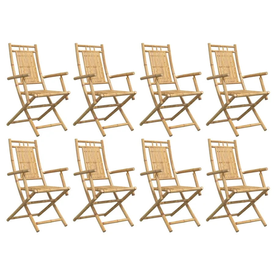 Chaises pliables de jardin lot de 8 53x66x99 cm bambou - 4