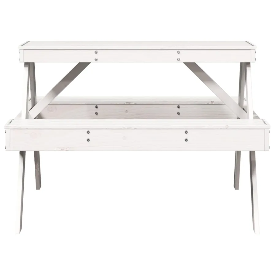 Table de pique-nique blanc 105x134x75 cm bois massif de pin - 4