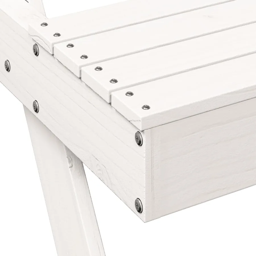 Table de pique-nique blanc 105x134x75 cm bois massif de pin - 7