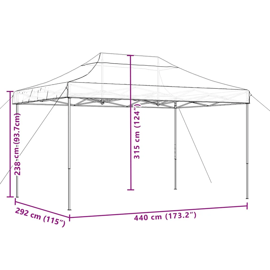 Tente réception pliable escamotable terre cuite 440x292x315 cm - 9