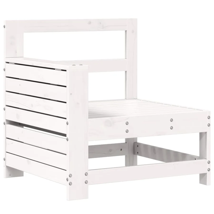 Salon de jardin 7 pcs blanc bois de pin massif - 6