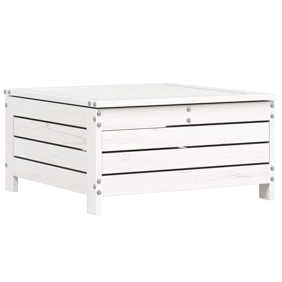 Salon de jardin 7 pcs blanc bois de pin massif - 8