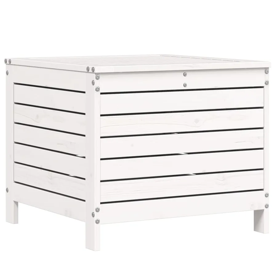 Salon de jardin 7 pcs blanc bois de pin massif - 9