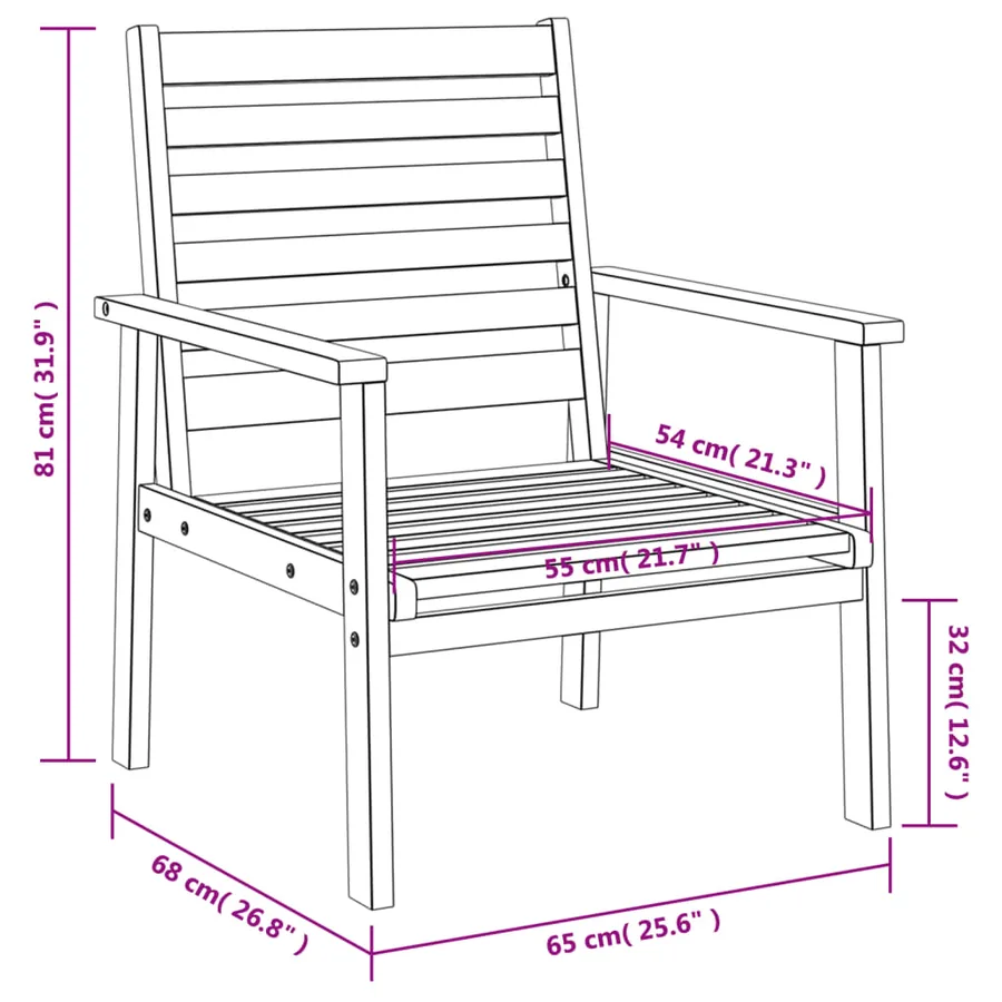 Fauteuil de jardin lot de 2 66,5x65x81 cm bois massif d'acacia - 10