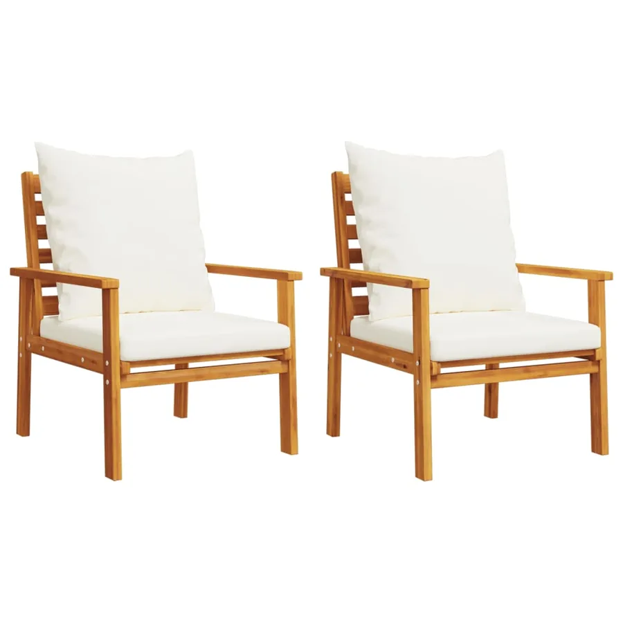 Salon de jardin avec coussins 5 pcs Bois d'acacia solide - 4