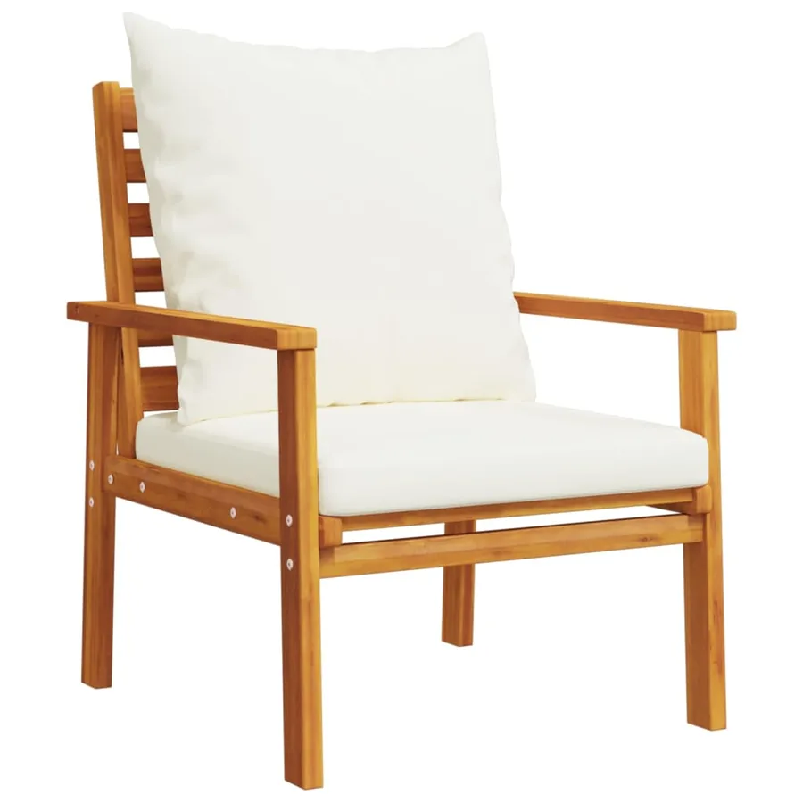 Salon de jardin avec coussins 5 pcs Bois d'acacia solide - 5