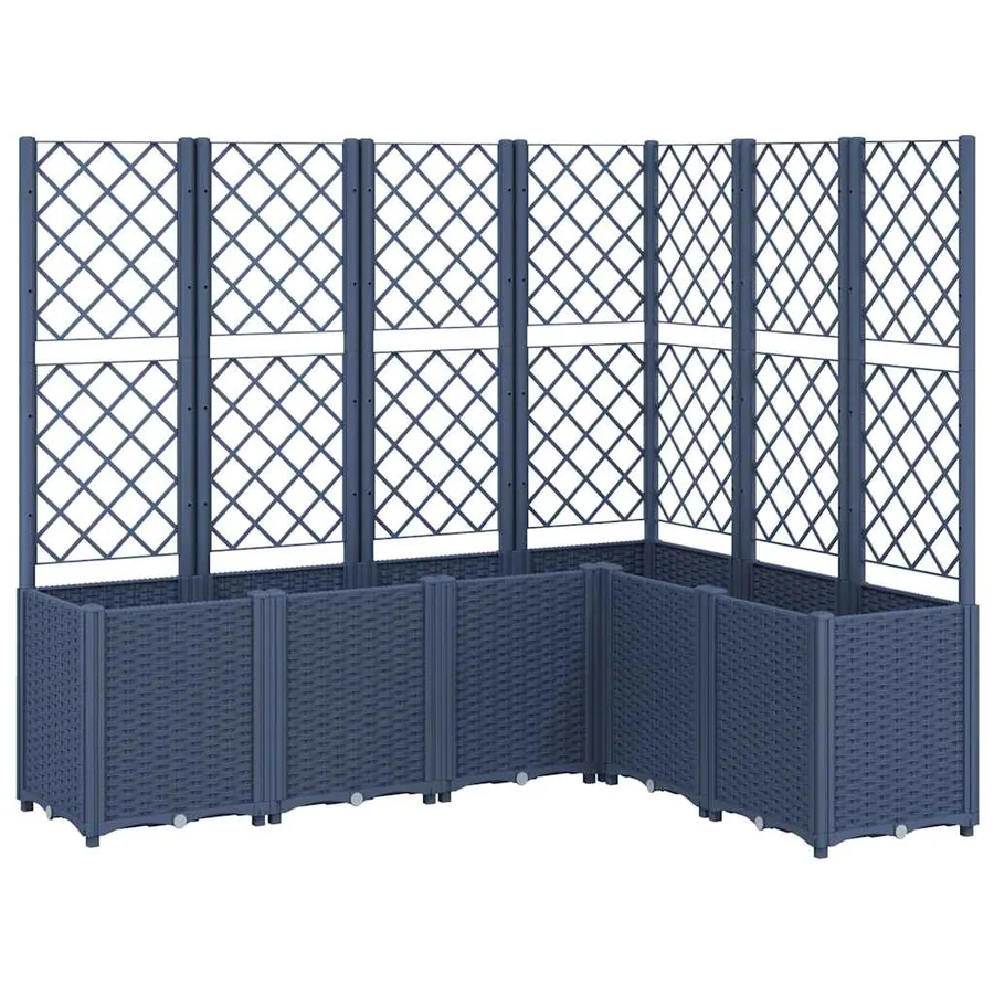 Jardinière avec treillis bleu gris 160x120x140 cm PP - 2