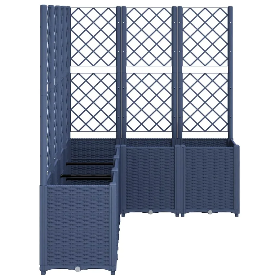 Jardinière avec treillis bleu gris 160x120x140 cm PP - 4