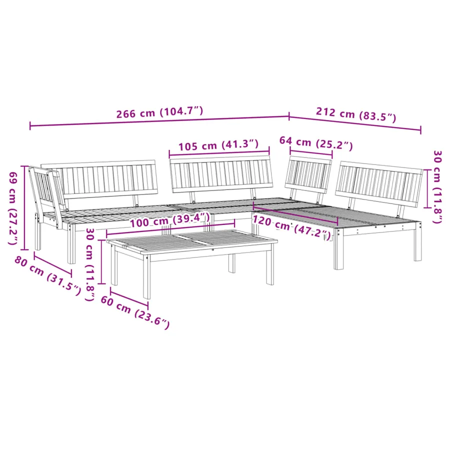 Salon palette de jardin 4 pcs bois d'acacia massif - 8