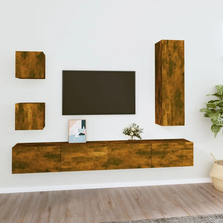 Ensemble de meubles TV 5 pcs Chêne fumé Bois d'ingénierie