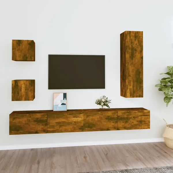 Ensemble de meubles TV 5 pcs Chêne fumé Bois d'ingénierie