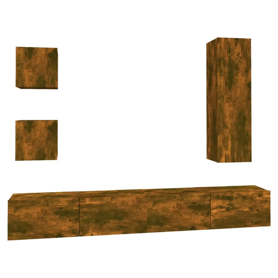 Ensemble de meubles TV 5 pcs Chêne fumé Bois d'ingénierie - 2