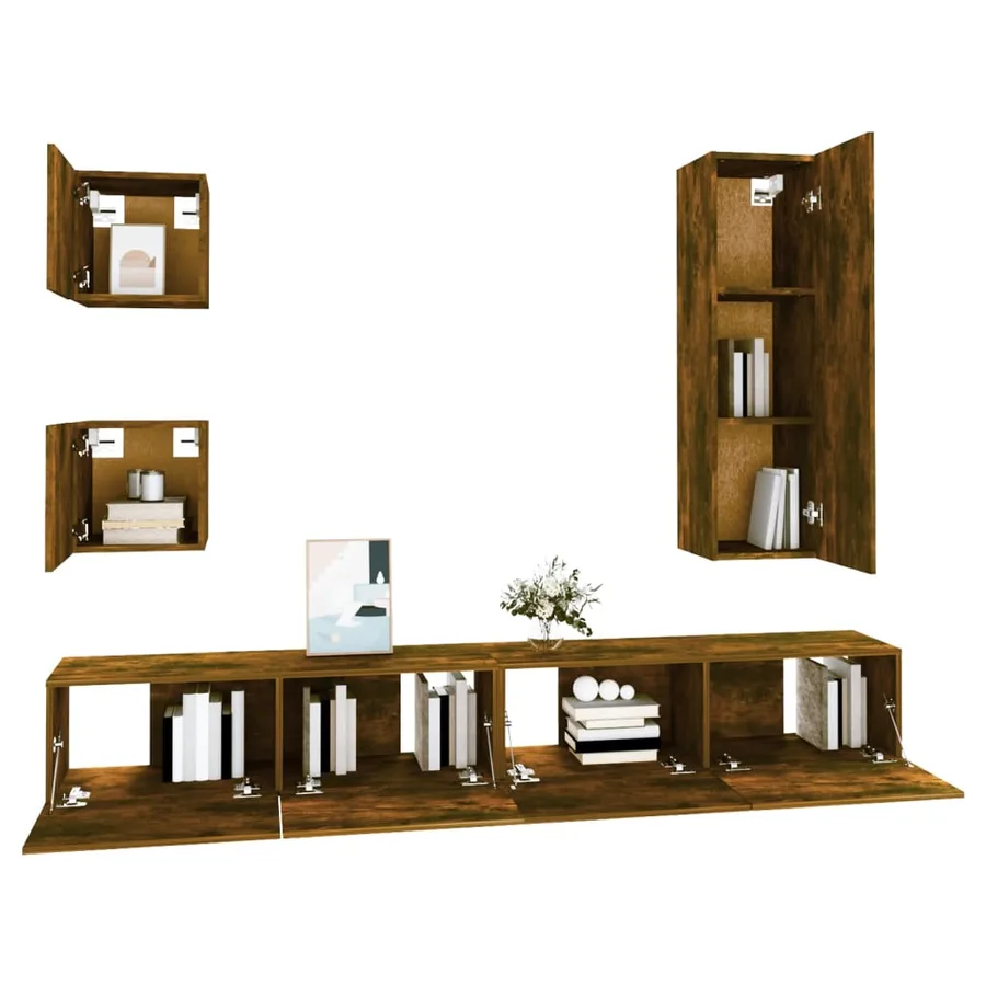 Ensemble de meubles TV 5 pcs Chêne fumé Bois d'ingénierie - 4