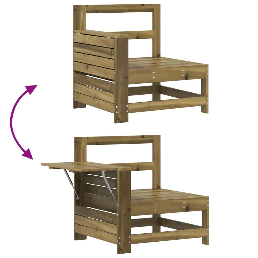 Salon de jardin 7 pcs bois de pin imprégné - 14