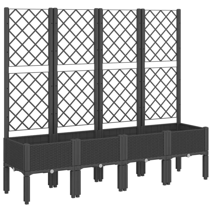 Jardinière avec treillis noir 160x40x142 cm PP - 2