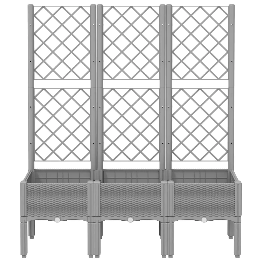 Jardinière avec treillis gris clair 120x40x142 cm PP - 3