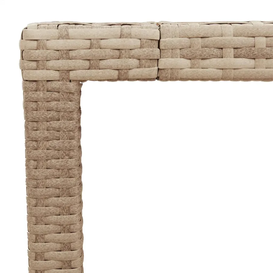 Table de jardin beige 190x90x75 cm résine tressée bois d'acacia - 10