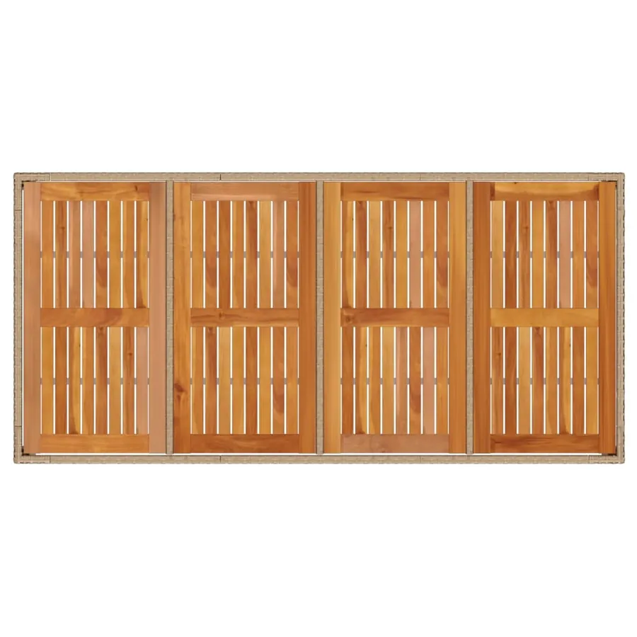 Table de jardin beige 190x90x75 cm résine tressée bois d'acacia - 8