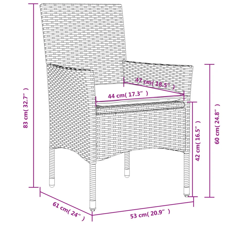 Chaises de jardin avec coussins lot de 2 beige résine tressée - 10