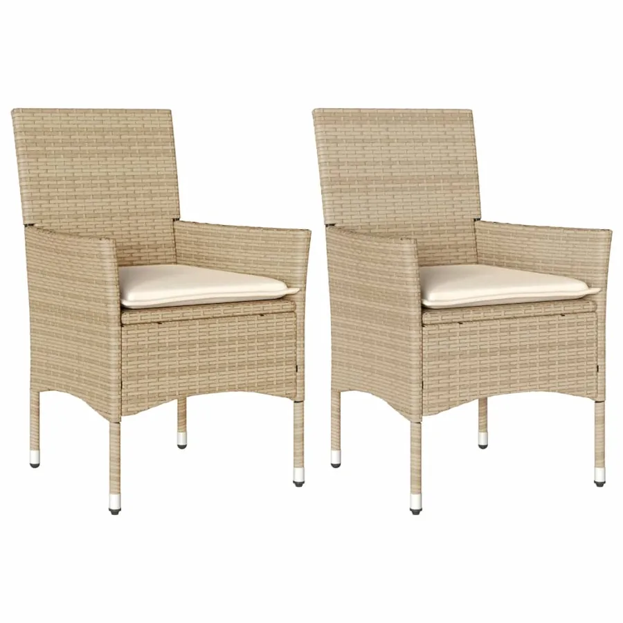 Chaises de jardin avec coussins lot de 2 beige résine tressée - 2