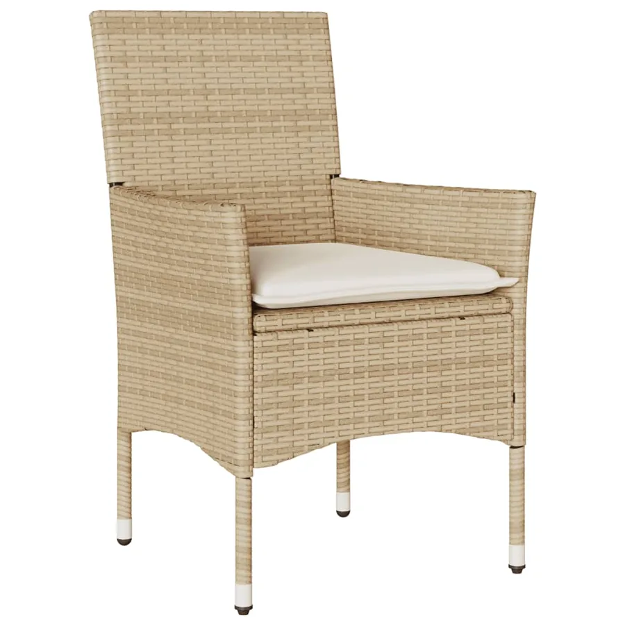 Chaises de jardin avec coussins lot de 2 beige résine tressée - 4