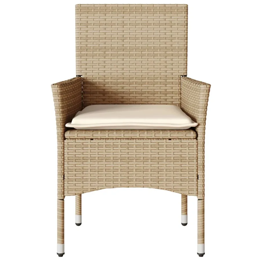 Chaises de jardin avec coussins lot de 2 beige résine tressée - 5
