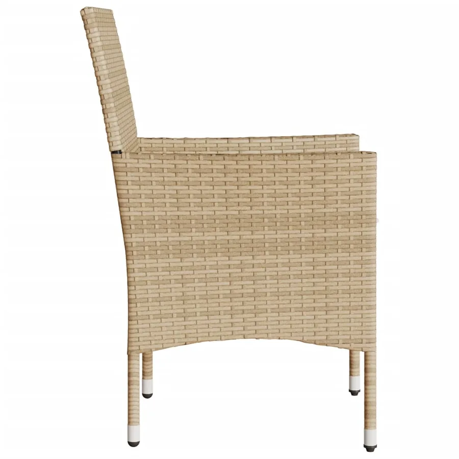 Chaises de jardin avec coussins lot de 2 beige résine tressée - 6