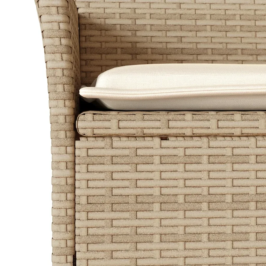 Chaises de jardin avec coussins lot de 2 beige résine tressée - 8