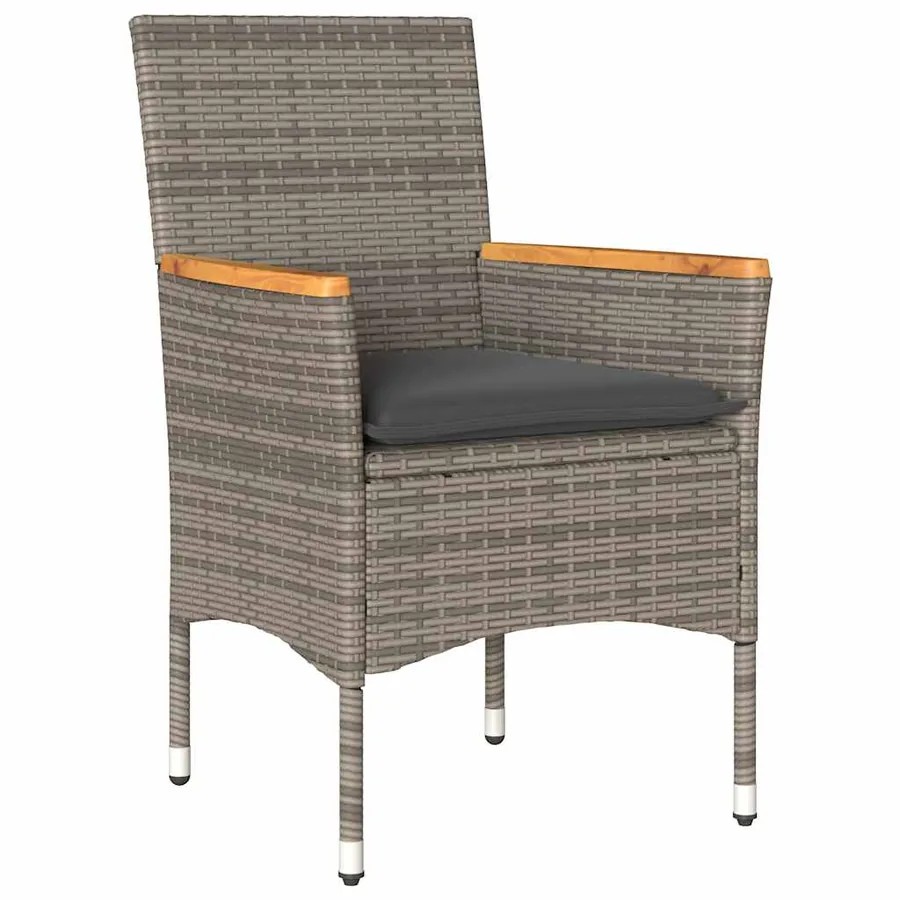 Ensemble à manger de jardin et coussins 5 pcs gris rotin acacia - 3